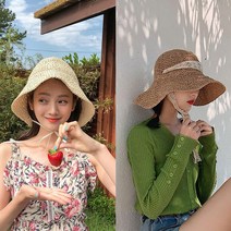 공효진 모자 레이스 스트랩 끈 라피아 보넷 햇 라탄 밀짚 여름 썬캡 햇빛 차단 모자
