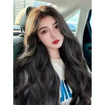 모발 볼륨 리얼 헤어 웨이브 긴 곱슬머리 정수리 U자형 무봉제, 상세 페이지 참고, 우아한 블랙 브라운 50cm+ 케어 도구