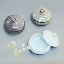 보산토기 도자기 종지 뚜껑종지 종지그릇 동유 백자 간장종지 소스볼 3종, 보라베이지