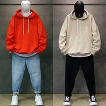 오버홀릭 남자 오버핏 무지 후드티 남성 빅사이즈 티셔츠 커플 시밀러룩