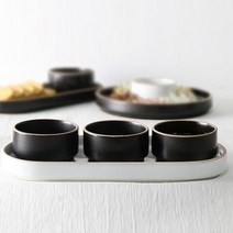 시둥마켓 +[시둥마켓]+_ 원형우드볼 도자기반찬기 래머킨 그릇 우드라운드볼 업소용접시, 다옴 타원접시 소스볼4p 세트 도자기소스볼 소스기, 비취/브라운