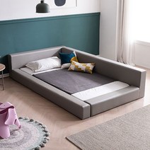 [삼익가구]데니 밸런스 가죽 침대(슬립웰 7존 독립 매트-슈퍼싱글), 그레이