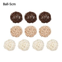 라탄바구니 대나무 소품 10pcs 새로운 나무 커피 등나무 공 심장 별 diy 액세서리, 공 5cm, 10개