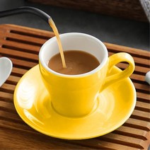 유광 도자기 카페 커피잔 160ml 옐로우 부부찻잔