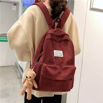 트랜디 백팩 레트로 여성 배낭 패션 고등학교 대학생 도서 가방 간단한 코듀로이 여성