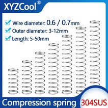 스텐 와이어 로프 줄 스테인레스 스틸 압축 스프링 기계 코일 압력 릴리스 리턴 직경 0.6mm 0.7mm 10 개, [02] 0.7mm, [04] 6mm, [07] 35mm