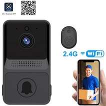 스마트 도어벨 초인종 비디오 감지기 aiwit 앱 2.4g wifi 고화질 음성 인터콤 양방향 음성 통화 적외선 야간 투시경, 검은색, 나는 플러그