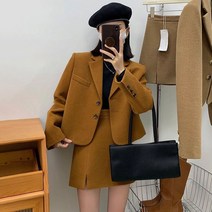 JUST FEEL!NG 여성트위드세트 퀼팅 방한 고급스러운 모직 트위드 자켓 스커트 투피스 패션 정장 세트