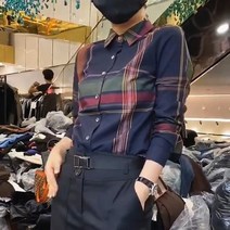 [Myshe]빈티지 루즈핏 체크 셔츠 여성 봄여름 얇은 블라우스 Night9620FEI620CS03