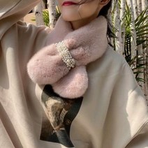 미니목도리 쁘띠목도리 겨울목도리 [다사라유통] 진주 퍼목도리 / 머플러 털 페이크 에코 쁘띠 따뜻한 여성 겨울 인조 부드러운 숏 여자 미니 별의별굿즈