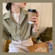 일자핏셔츠 숏 블랙 단추 여성 겨울 가을 디자인감각 보이핏 볼륨 겹겹이 입기 상의 인싸템 눈길을 끄는 2865765868