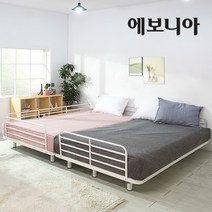 [에보니아] 착불_ 토리노 평상형침대 패밀리 D형_매트제외 (철제침대/철재침대/패밀리침대), 전체색:화이트