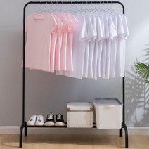 행거 스탠드 롱코트 옷걸이 롱패딩 낮은 고정식 기둥식 튼튼한 사무실 매장용 일자 웜룸, 상세페이지 참조2, 화이트