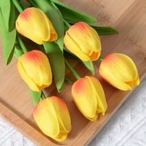 기념일이벤트 3/5PCS 튤립 인공 꽃 진짜 터치 발렌타인 데이 장식 홈 웨딩, 21 sunset glow_02 5PCS
