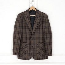 NOB 갈색 남자 여자 빅사이즈 울 타탄 체크 자켓