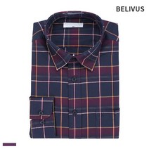 [빌리버스] 남자 긴팔 셔츠 BSH260 체크 일반핏 카라 남방