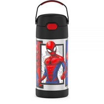 THERMOS 아동용 펀테이너 스테인리스 스틸 진공 보온 빨대 텀블러 12 oz 퍼플 하트, FUNTAINER 12 Ounce Bottle, Spider-Man