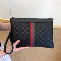 남여공용 삼색띠 격자패턴 사각 클러치