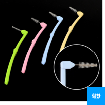 힘찬쇼핑_국산 파스텔톤 치간칫솔 L형 3개입/ S (1.0mm) SS (0.8mm) SSS (0.7mm) SSSS (0.4mm)/ 잡기편한 손잡이/ 세척후 재사용 가능, 3개입