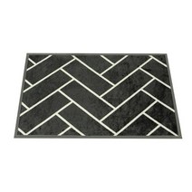 리앤데코 헤링본 주방매트 + 발매트 세트, 블랙