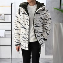 고천 빅사이즈 화이트 패딩 하이넥 카모 항공점퍼
