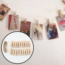 벽 사진꾸미기 노끈 사진걸이 집게 세트