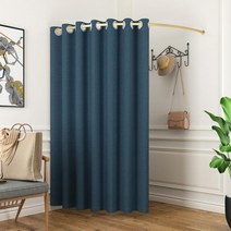 간이탈의실 옷가게피팅룸 커튼봉 파티션 매장 이동식, 80cm + 커튼 (네이비)