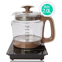 숙씨네 전기 무선 유리 약탕기 2L 3L 보온 중탕기 한약 커피 티 분유 홍삼 차 주전자 포트, 1개