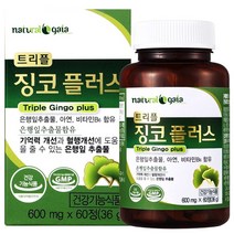 타이거아울렛 징코 플러스 60정 x 1병 2개월분 은행잎 추출물 빌로바 아연 비타민B6 뇌 기억력 혈행개선 도움 혈액순환 개선제 수험생 청소년 영양제, 1개, 단품