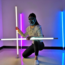 충전식 LED 무선 네온바 무대 조명 야외 경관바 축제 클럽 파티 라이트 공연 연극 콘서트, 블루, E, 60CM