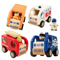 원목 자동차 캐릭터 블럭 전진기능 호기심 주차놀이 시각발달 유아교구, 경찰차