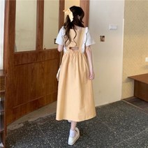 [하나비] 아마노쟈꾸 여성 여름 스퀘어넥 끈 포인트 플레어 꾸아퓌흐 원피스