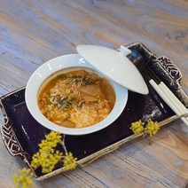 백자 과꽃 핸드메이드 도자기 뚜껑 죽그릇 반찬그릇 간식그릇, 대, 1개
