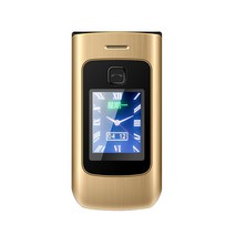YEEMI K21 플립 휴대 전화 GSM 2G 실제 1150mAh 배터리 듀얼 Sim 손전등 FM 노인을 위한 저렴한 핸드폰 2., 01 No Box_01 RU 버전, 02 Gold