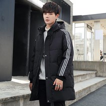 여성롱패딩 구스다운 모자를 쓰다 흰색 겨울