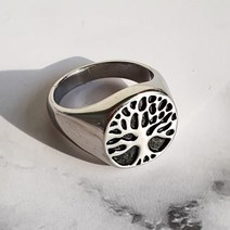 팀버 나무 각인 써지컬스틸 남자 반지