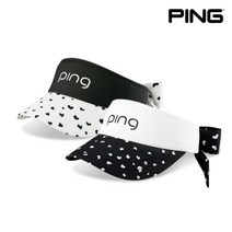 [삼양인터내셔날 정품] 2023년형 핑 리본 와이드 바이저 여성 골프모자, 블랙