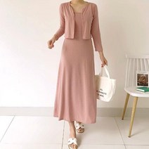 퍼니걸스 9050 무지 원피스 가디건 세트 여성의류