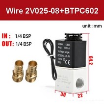 공기 솔레노이드 밸브 2V02508 2 위치 2 포트 14 상시 폐쇄 밸브 공압 솔레노이드 밸브 12V 24V 110V 220V 볼트, 63.Wire w BTPC602 - AC110V
