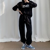 티데일리 여성용 스티치 기모 트레이닝 세트 루즈핏 기모맨투맨 조거팬츠