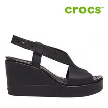 크록스 웨지 샌들 39- 206222-060 Womens Crocs Brooklyn High Wedge Black Black