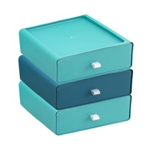 라라하우스 서랍형 탁상 데스크 수납 정리함 정리박스 3단, 그린+그린+블루