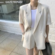 화이트 모달 반바지 투피스 여름 세미 정장 여자셋업수트 D2737