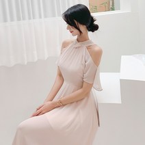 블랙홀제이 여성용 제뉴아 홀터넥 쉬폰 원피스