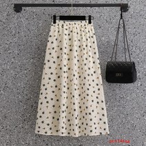 puildaug 꽃 치마 여자 탄성 높은 허리 스키니 양각 꽃 중간 긴 치마 치마