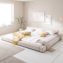 아씨방가구 제로 오픈 패밀리침대 Q+SS 프레임, 파스텔그레이