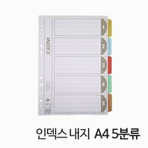 화일류 INDEX PVC 인덱스 내지 종이 A4 5분류
