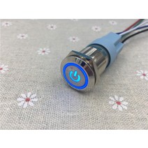 19mm 원형 메탈 푸쉬 온 락 스위치, 푸쉬락(블루) 19mm, 블루