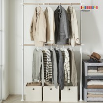 [한샘] [x왕자행거] 2단+3단+옷걸이 세트구성 드레스룸 행거_화이트우드 DIY 너비조절, 상세 설명 참조