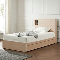 벤스파 LED USB 인테리어 수납형 슈퍼싱글침대프레임, 메이플